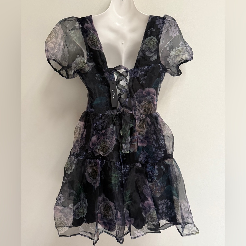 NWT LULUS EXCEPTIONAL FATE FLORAL ORGANZA MINI DRESS - Picture 6 of 8